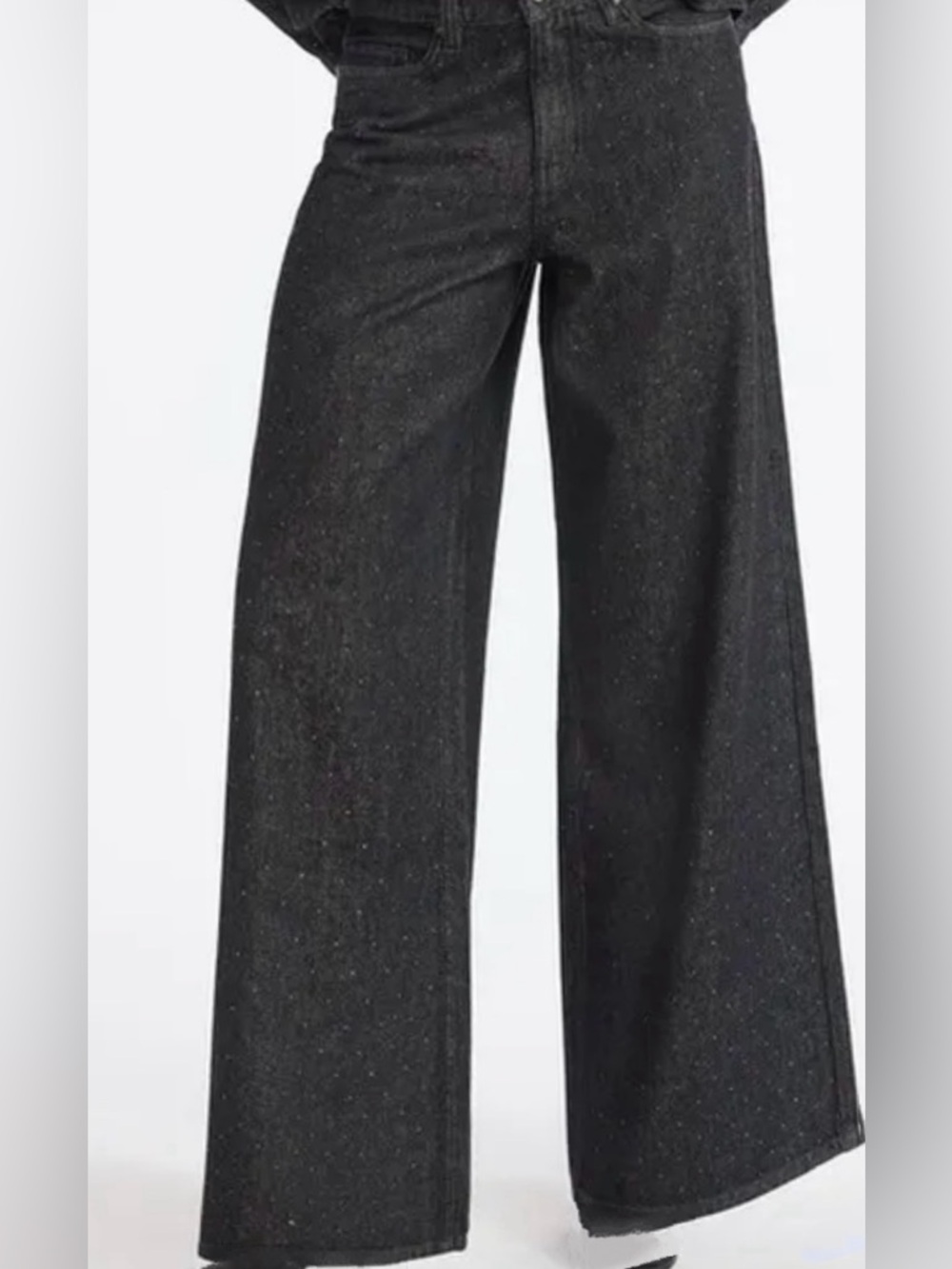 NWT Women’s Scoop Black Denim w Silver Rhinestones Wide Leg Jeans sz-2